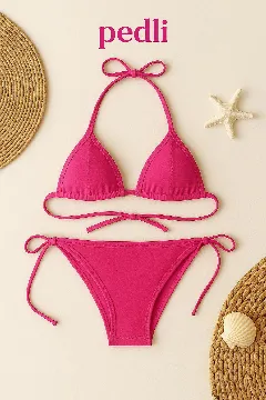 Kadın Fuşya Yandan Bağlamalı Bikini Mayo Takımı