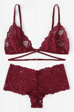 Kadın Bordo Özel Şık Sütyen Külot Takımı