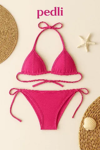 Kadın Fuşya Yandan Bağlamalı Bikini Mayo Takımı
