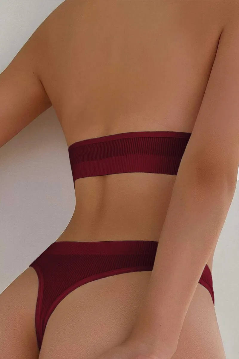 Kadın Bordo Seamless Tanga Sütyen Takım