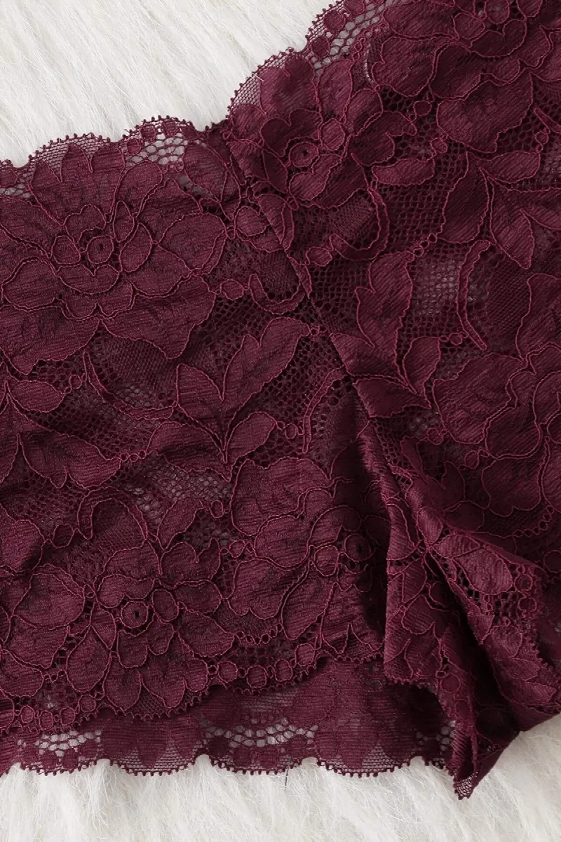 Kadın Bordo Dantelli & Kurdelalı Sütyen Külot Takımı