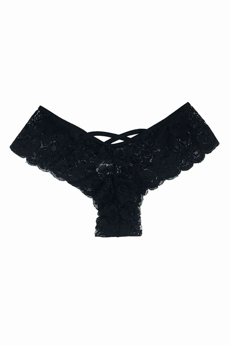 Kadın Siyah Dantelli Seksi Külot