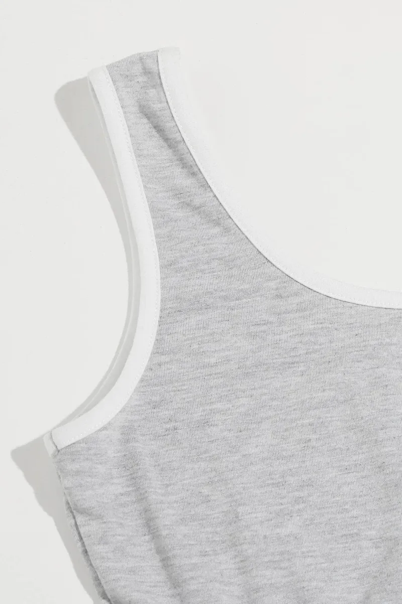 Kadın Gri Askılı Crop Top ve Şortlu Gecelik Takım